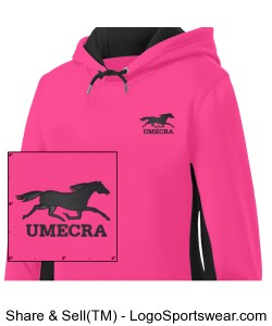Ladies Fleece Color Block Hooded Pullover Design Zoom